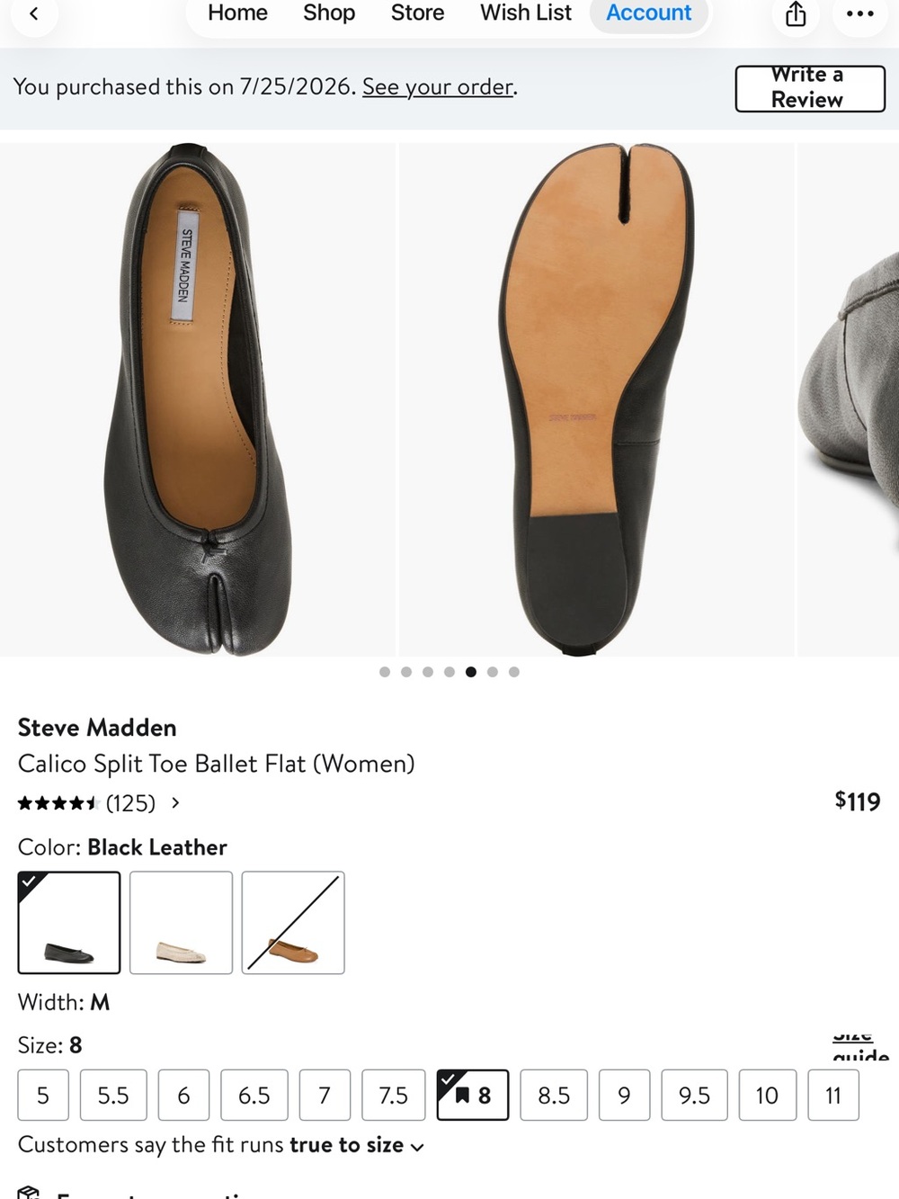 Steve Madden Black Split-Toe Ballet Flat